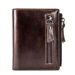 Porte-monnaie cuir homme, porte-monnaie à fermeture éclair rétro. 6046nn