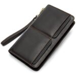 Portefeuille cuir homme, portefeuille double poches, longue, multi-cartes.9020-1-1f