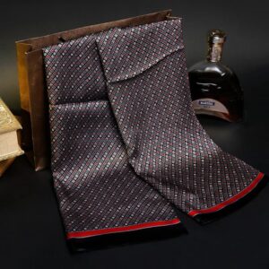 Silk scarf, satin scarf, dark gray with stars.