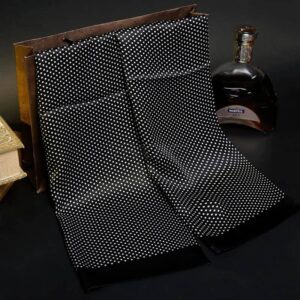 <br/>Silk scarf, satin scarf, black and white dots.jpg
