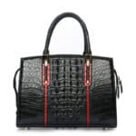 Luxury women's crocodile skin leather handbag for elegant women. LB-8114 BLACK BACK