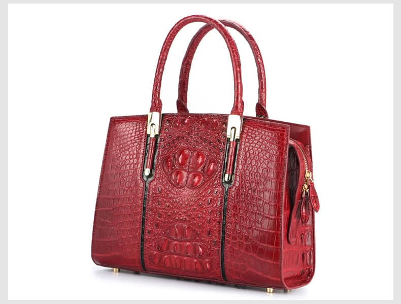 Luxury crocodile-leather handbag for elegant women. LB-8114 Red Side