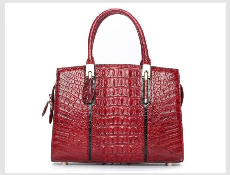 Luxury crocodile-leather handbag for elegant women. LB-8114, red back 