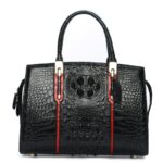 Luxury Crocodile Leather Handbag for Elegant Women - LB-8114nn - Black