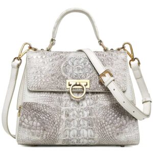 White Himalayan Crocodile skin leather Bag, Luxury New G1090-1