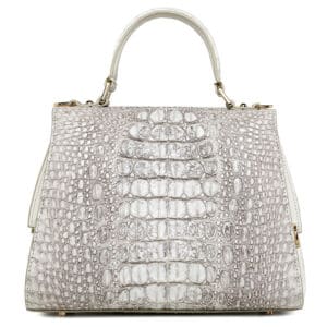 White Himalayan Crocodile skin leather Bag, Luxury New G1090-2