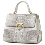 White Himalayan Crocodile skin leather Bag, Luxury New G1090-4