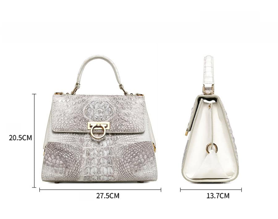 White Himalayan Crocodile skin leather Bag, Luxury New G1090-DEMO size