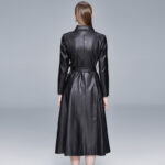 Manteau cuir femme, long, col montant, Slim 6701 new-06
