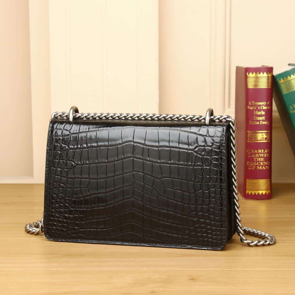 Sac à bandoulière en cuir véritable pour femme, motif crocodile Motif du ventre de Dionysos demo 03