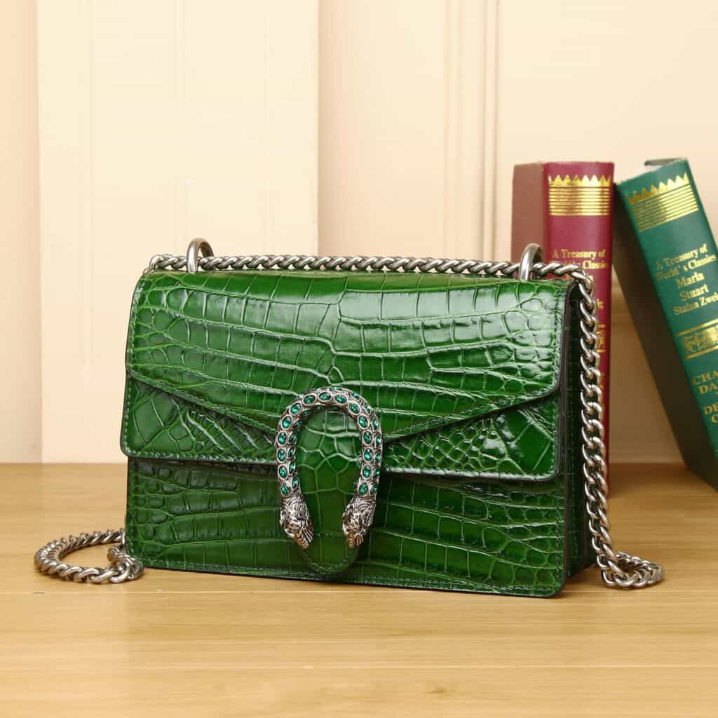 Women's genuine leather shoulder bag, crocodile pattern, Dionysus' Belly pattern demo 04