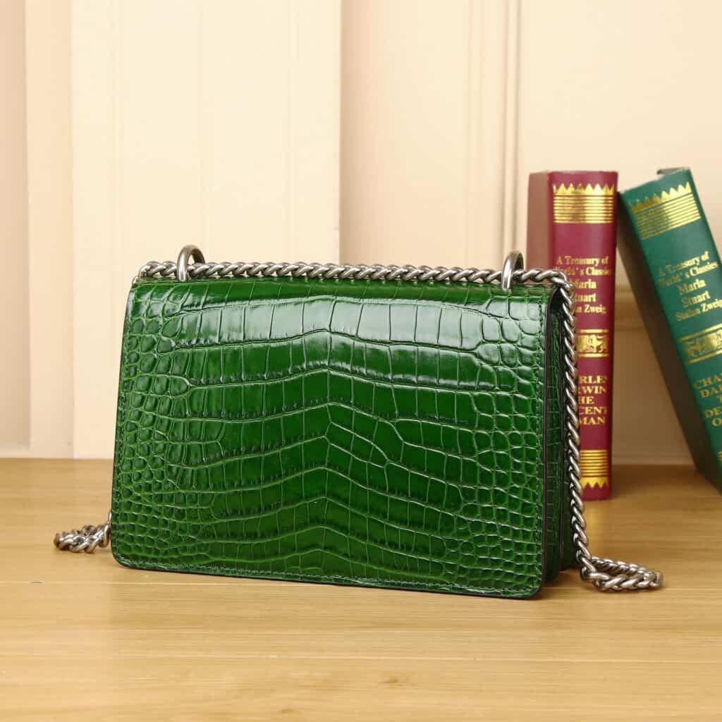 Women's genuine leather shoulder bag, crocodile pattern, Dionysus belly motif demo 05