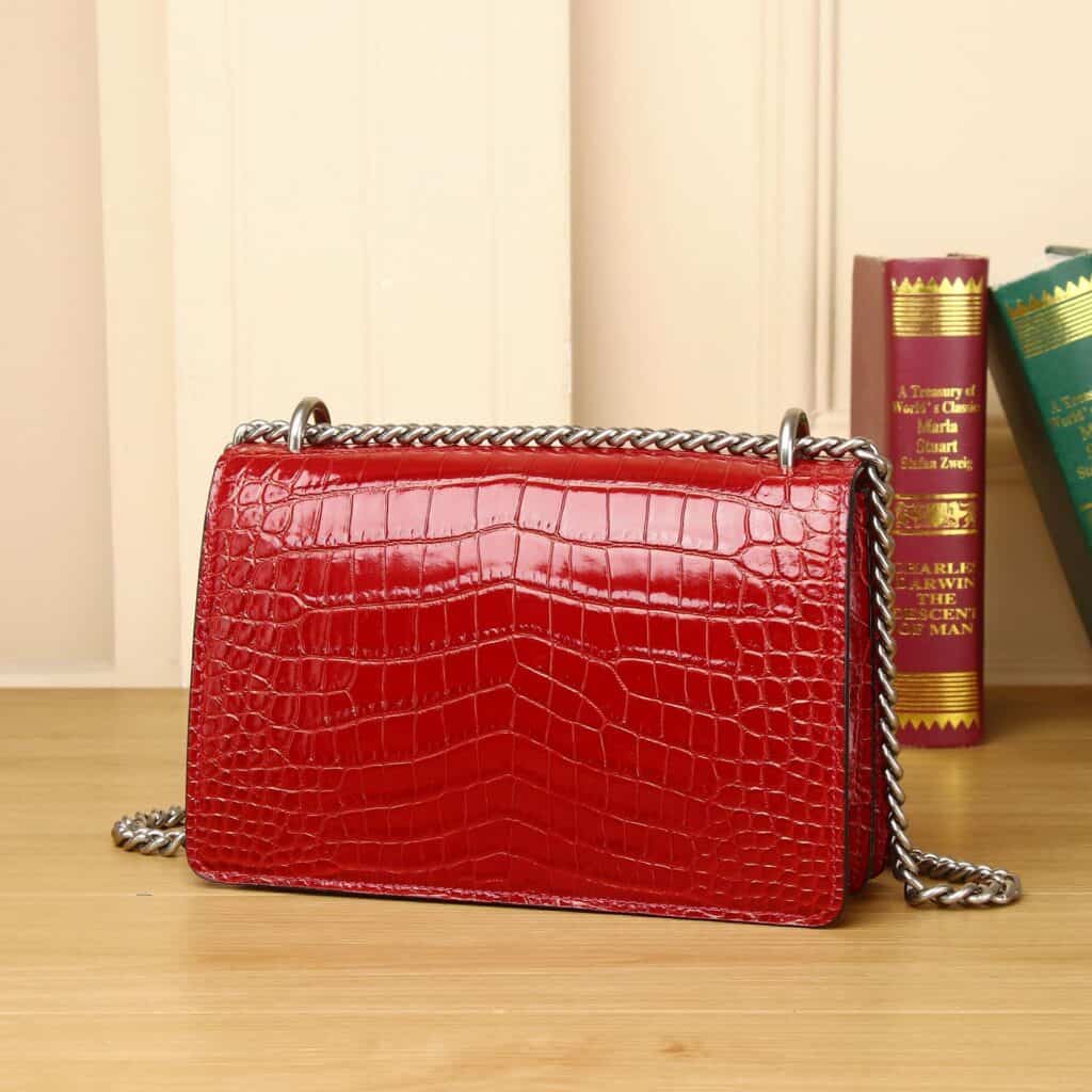 Women's genuine leather shoulder bag, crocodile pattern, Dionysus belly motif demo 08