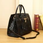 Sac à main cuir de vachette motif crocodile pour femme Platine-30A demo 01