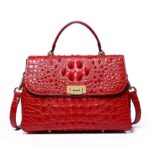 Sac à main cuir femme, motif crocodile, sacoche à bandoulière 8038L Rouge