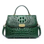 Sac à main cuir femme, motif crocodile, sacoche à bandoulière 8038L Vert