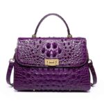 Sac à main cuir femme, motif crocodile, sacoche à bandoulière 8038L Violet