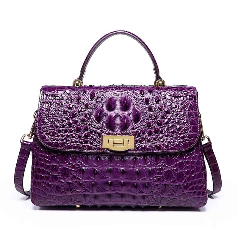 Sac à main cuir femme, motif crocodile, sacoche à bandoulière 8038L Violet