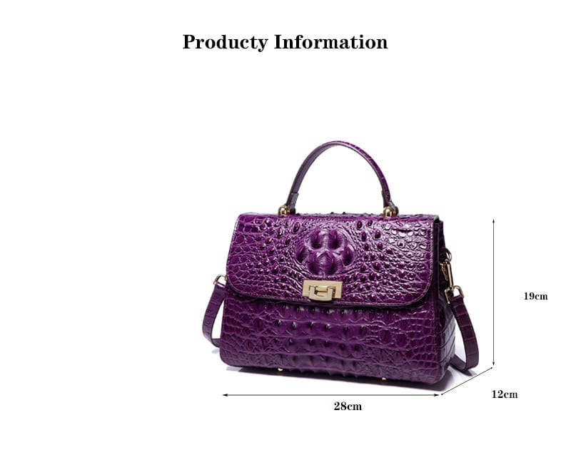 Women's leather handbag, crocodile pattern, shoulder bag 8038L demo 01