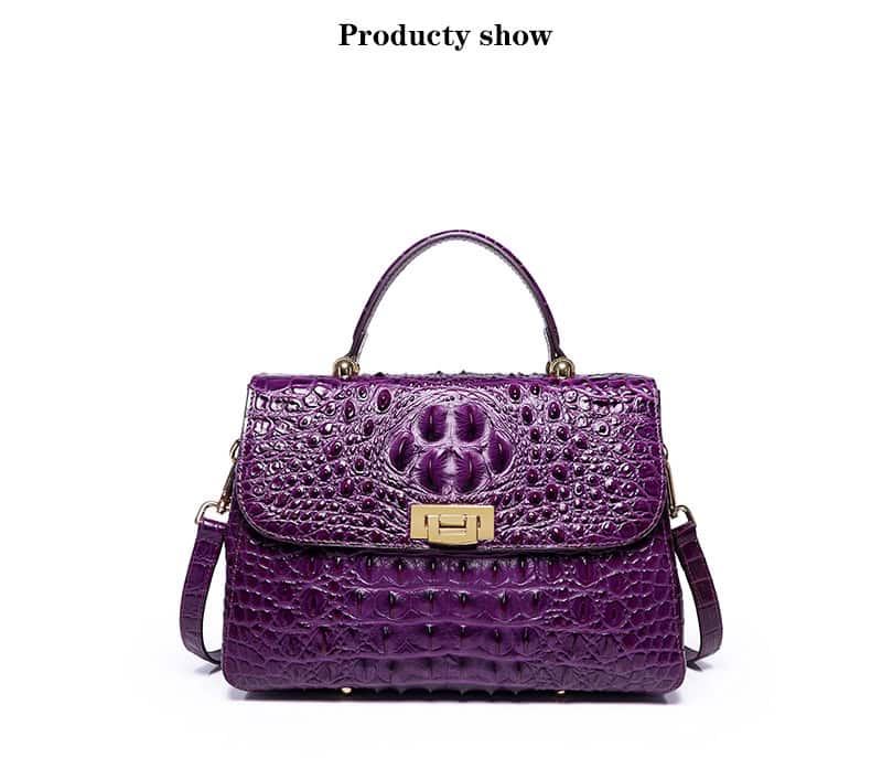 Women's leather handbag, crocodile pattern, shoulder bag 8038L demo 02