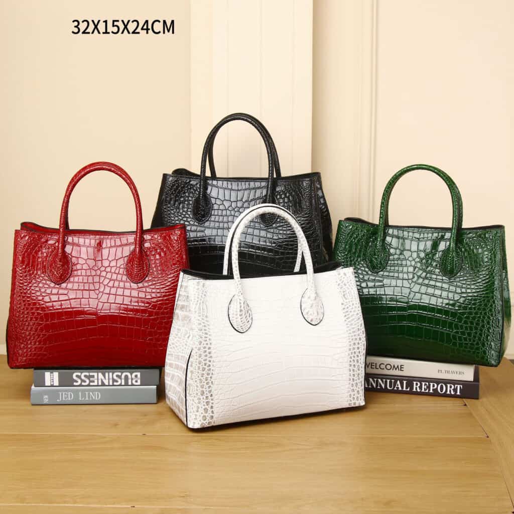 Sac cuir femme motif crocodile, grande capacité 8108
