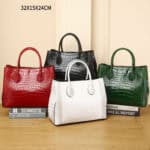 Sac cuir femme motif crocodile, grande capacité 8108