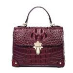 Sac en cuir motif crocodile haut de gamme pour femme 8120 violet foncé