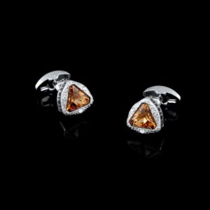 Boutons de manchette français, rétro en cristal autrichien motif triangle champagne.CL-18046-1.jpg