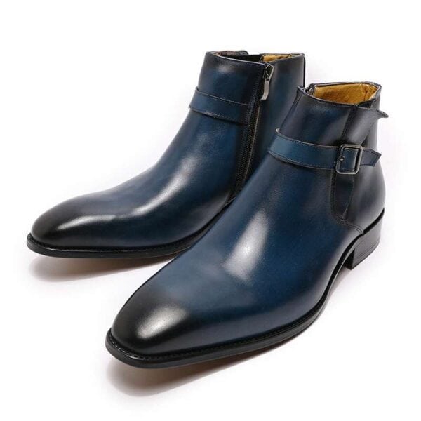 Bottes cuir homme, bottes Chelsea rétro, courtes, ref 503-H801-2