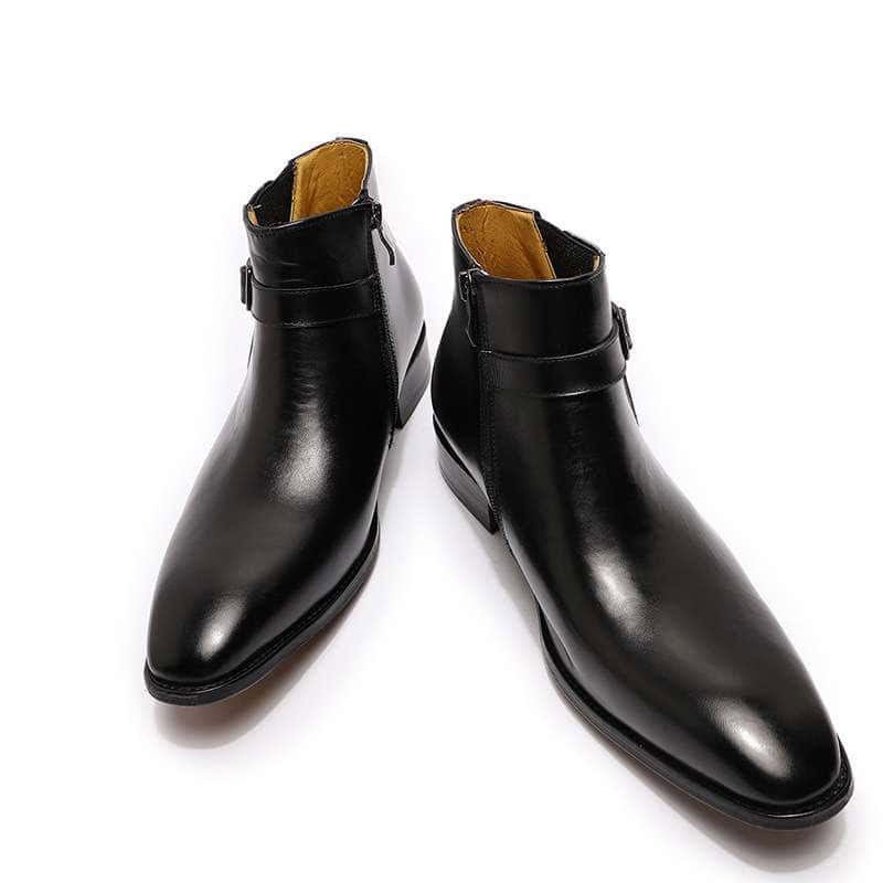 Bottes cuir homme, bottes Chelsea rétro, courtes, ref 503-H801-3