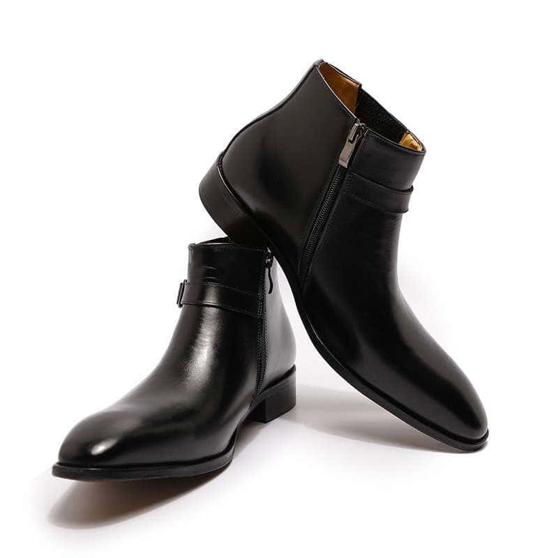 Bottes cuir homme, bottes Chelsea rétro, courtes, ref 503-H801-4
