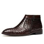 Men's woven leather boots, Oxford style, retro 65125-04