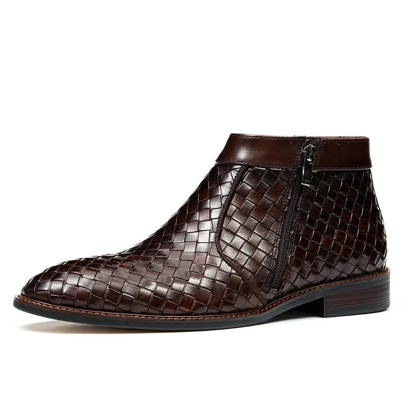 Men's woven leather boots, Oxford style, retro 65125-04