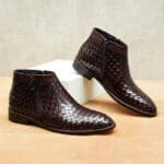 Men's woven leather boots, Oxford style, retro 65125