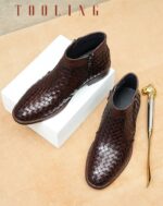 Bottes en cuir tissé homme, style Oxford, rétro 65125 demo 01