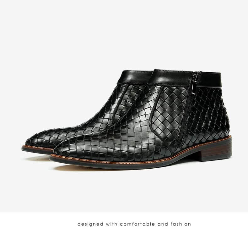 Men's woven leather boots, Oxford style, retro 65125 demo 010