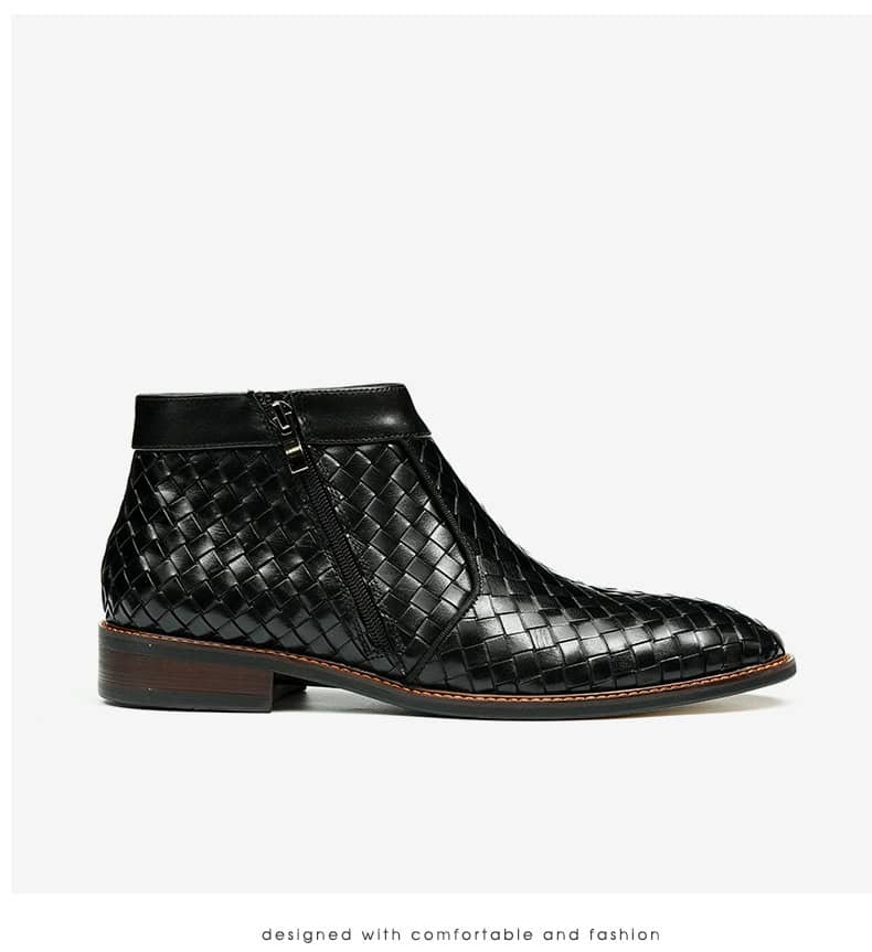 Men's woven leather boots, Oxford style, retro 65125 demo 011