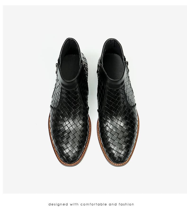 Men's woven leather boots, Oxford style, retro 65125 demo 012
