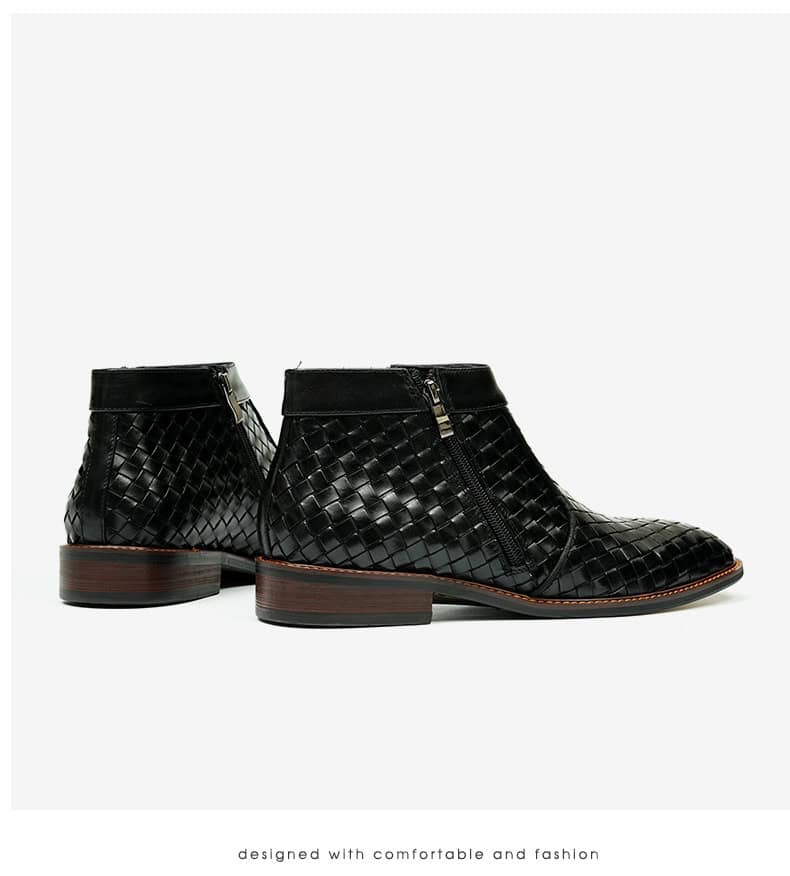 Men's woven leather boots, Oxford style, retro 65125 demo 013