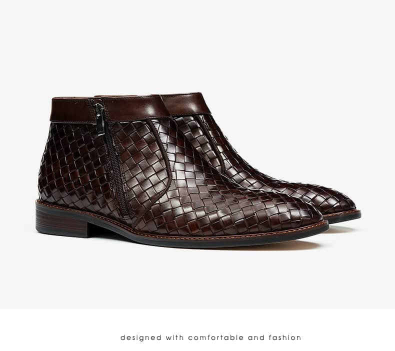 Men's woven leather boots, Oxford style, retro 65125 demo 014