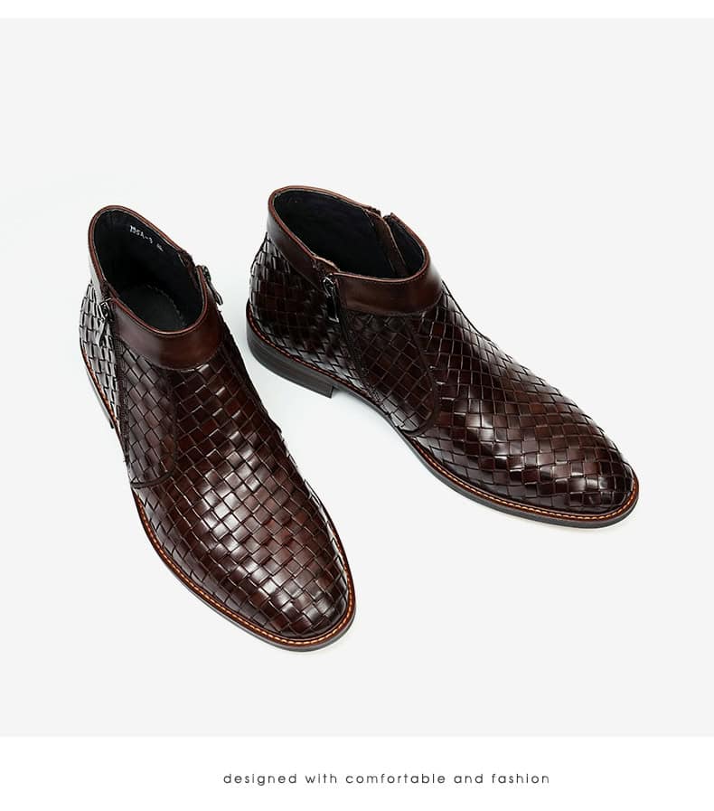 Men's woven leather boots, Oxford style, retro 65125 demo 015