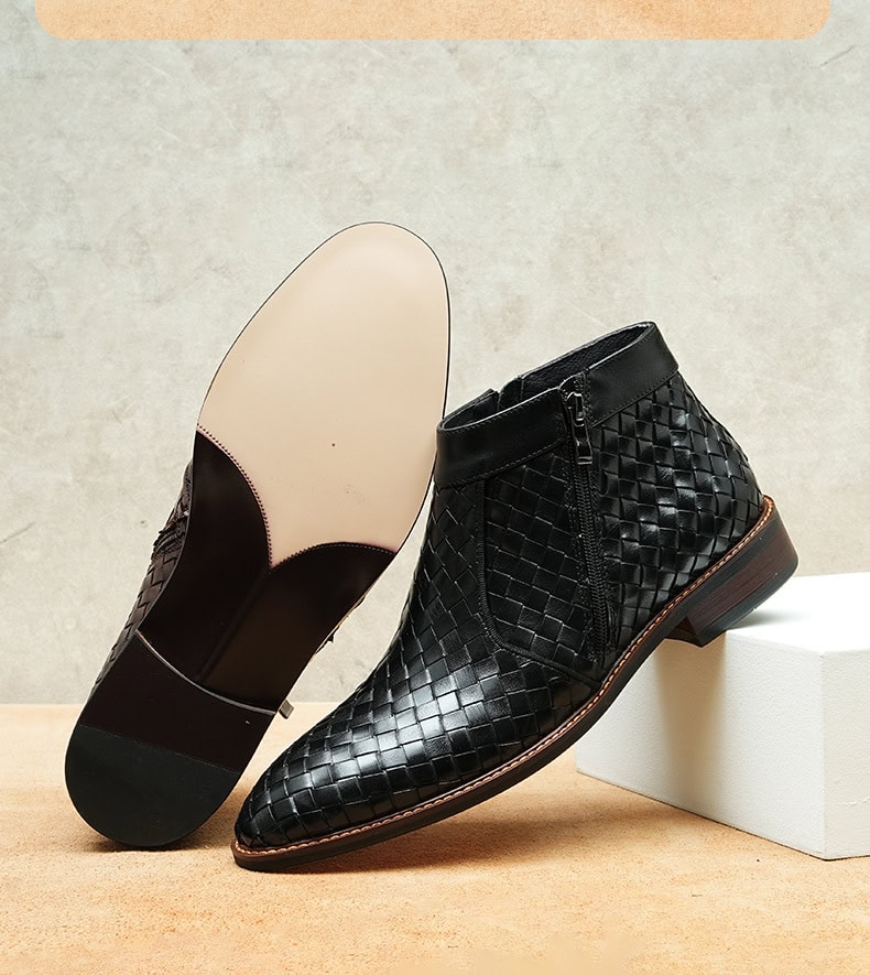 Men's woven leather boots, Oxford style, retro 65125 demo 03