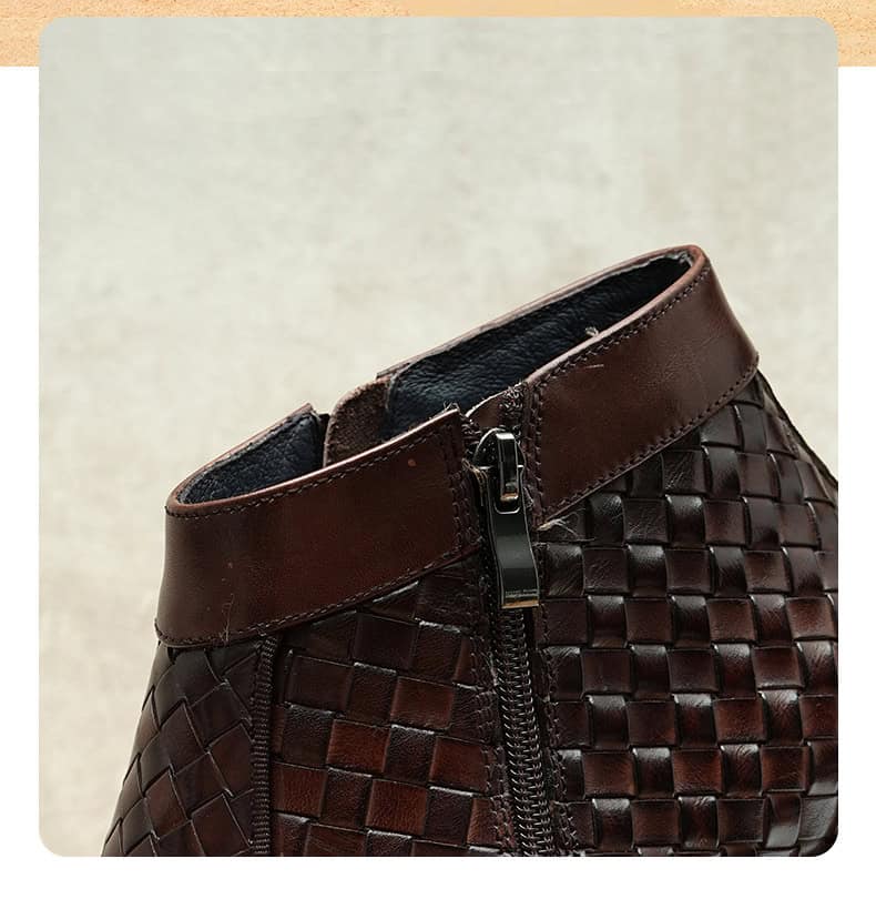 Men's woven leather boots, Oxford style, retro 65125 demo 04