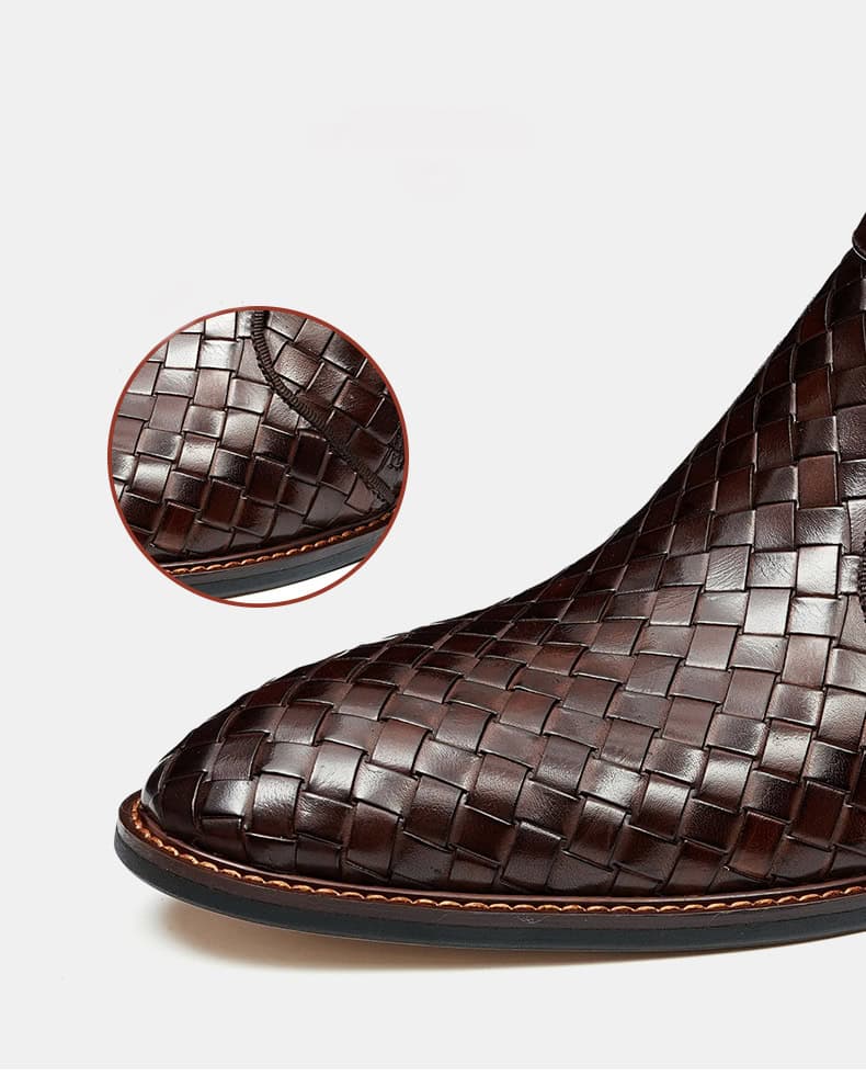 Men's woven leather boots, Oxford style, retro 65125 demo 07