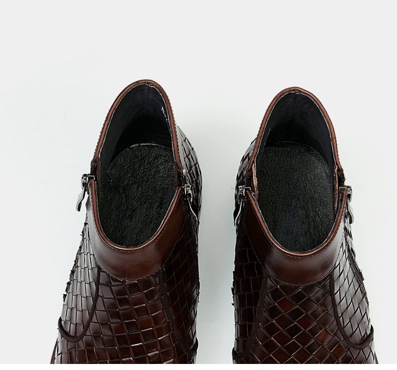 Men's woven leather boots, Oxford style, retro 65125 demo 08