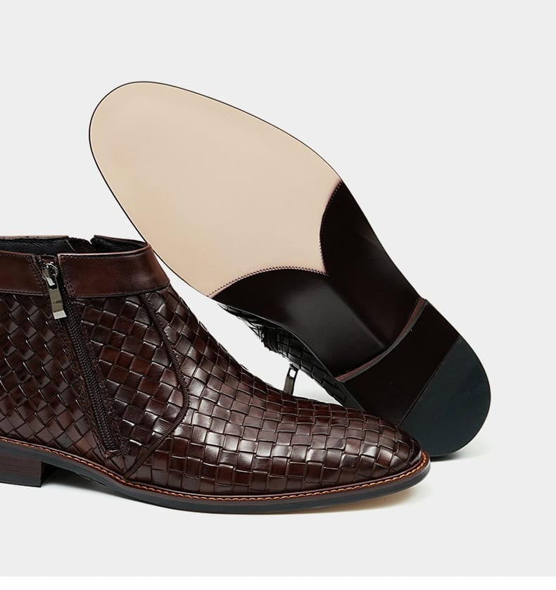 Men's woven leather boots, Oxford style, retro 65125 demo 09