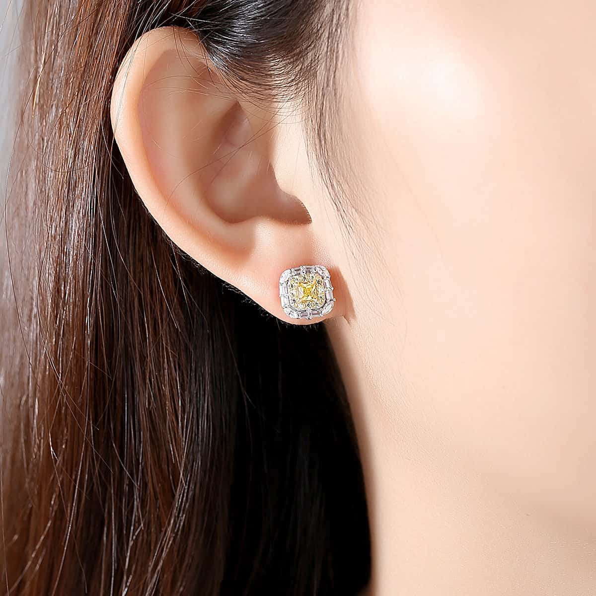 Boucles d'oreilles en argent sterling S925 carrées, micro-incrusté.SE0345-1 demo 01