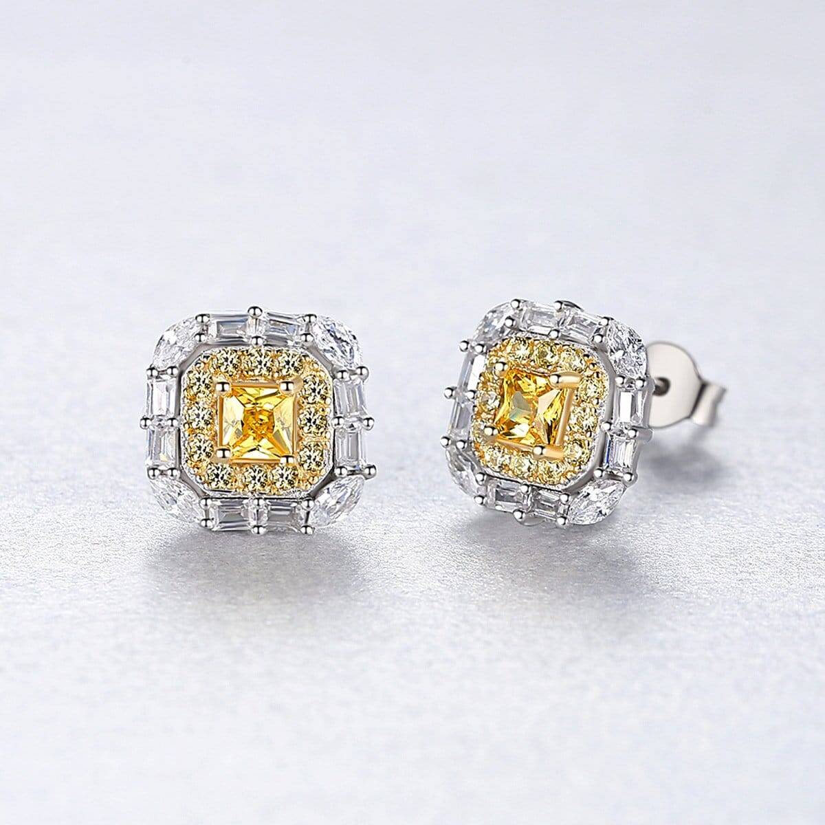 Boucles d'oreilles en argent sterling S925 carrées, micro-incrusté.SE0345-1 demo 02