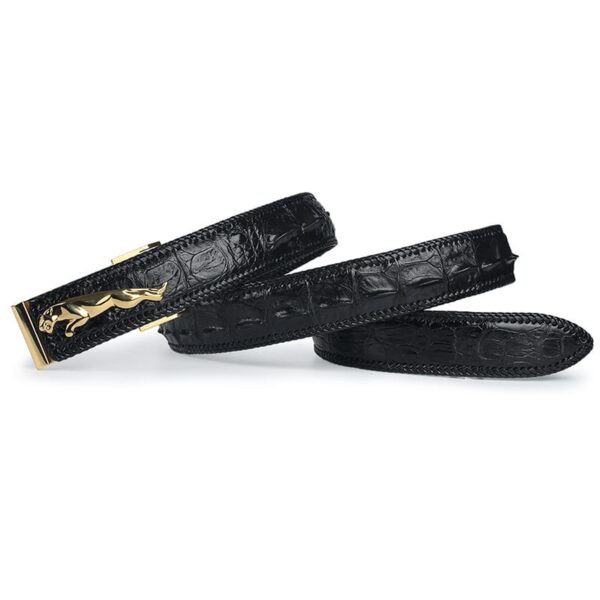 Ceinture cuir de crocodile homme, tressée, luxe, boucle jaguar. C00006 demo 03