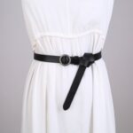 Ceinture cuir femme, système sans trou, boucle ronde. H1009 noir